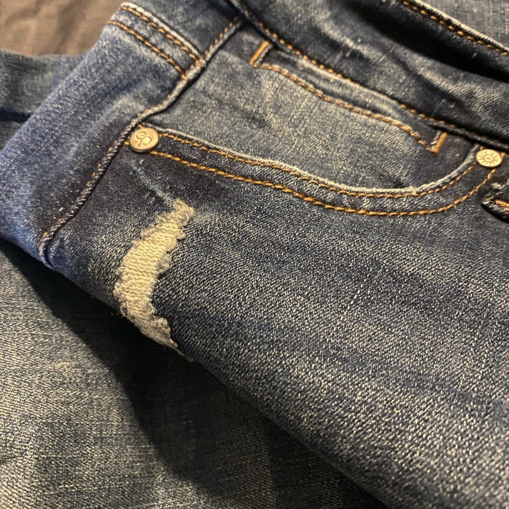 Celebrity pink blue denim jeans